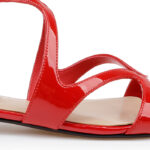 Red Patent Leather Flat Sandal - Angle View