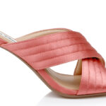 Rose Pink Satin Heel Sandal - Angle View