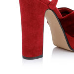Rumbia Red Velvet Platform Sandal - Detail View