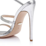 Silver PU & Gel Hotfix Stelitto Sandal - Angle View