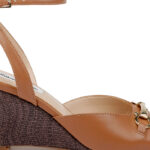 Tan Kid Leather Wedge Sandal - Angle View