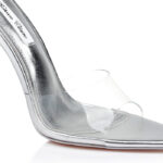 Transparent TPU & Silver PU Electronic Stiletto Heel Sandal - Angle View