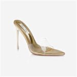 Transparent TPU & Gold PU Electronic Stiletto Heel Sandal - Detail View