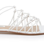 White Leather Flat Sandal - Angle View
