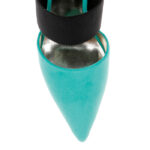 Pearl Velvet & Black Elastic High Heel Pump - Close-up View