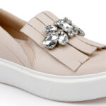 Aria Beige Slip On - Close-up View