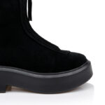 Black Cow Suede Ankle Booty - Close-up View