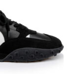 Black Cow Suede & Leather Sneaker - Close-up View