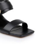Black Cow Leather Sandal - Close-up View