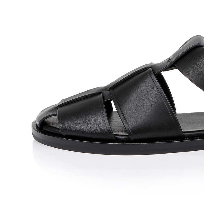 Black Crepe Sandal - Close-up View