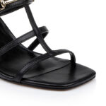 Black Kid Leather Sandal - Close-up View