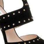 Black Microsuede Stiletto Sandal - Close-up View