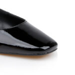 Black Soft Leather Flat Slingback - Close-up View