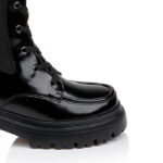 Black Synthetic Leather Knee Boots - Close-up View