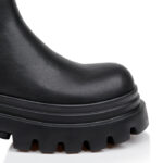 Black Synthetic Leather Elastic High Ankle Boot - Close-up View