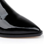 Black crinkle patent leather ankle boot - Close-up View