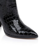 Black croc leather knee boot - Close-up View