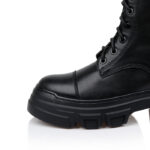 Black leather high ankle boot - Close-up View