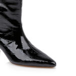 Black leather knee boot - Close-up View