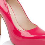 Bright Rose Patent High Heel Pump - Close-up View