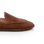 Brown Cow Suede Leather Strobel Shoe - Close-up View