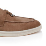 Brown Kid Suede Loafer - Close-up View