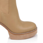 Brown Synthetic Leather High Ankle Boot - Close-up View