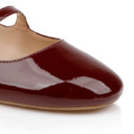 Burgundy Flat Slingback With Straps - Close-up View