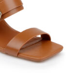 Cognac Cow Leather Sandal - Close-up View