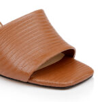 Cognac Lizard Leather Wedge Sansal - Close-up View