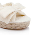 Cream Corduroy Fabric Sandal - Close-up View