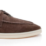 Dark Brown Kid Suede Loafer - Close-up View