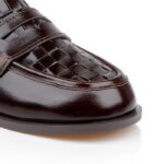 Dark Brown Woven Upper Loafer - Close-up View