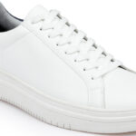 Domenico White Basketball with Grey_Navy Back - Close-up View