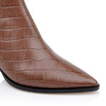 Downtown Chocolate Croc Leather Boot - Close-up View