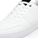 Giorgio White Lace Up with Navy Tongue Label - Close-up View