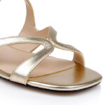 Gold Metallic Leather Flat Sandal - Close-up View