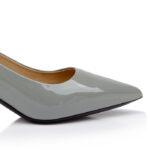 Grey Patent Leather Pump - Close-up View