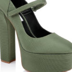 Ivy Fabric Block Heel Pump - Close-up View