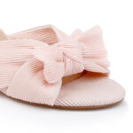 Light Pink Ruched Fabric Heel Sandal - Close-up View