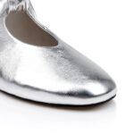 Metallic Silver  Flat With Bow - Close-up View