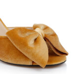 Mustard Bronze Bow Sandal - Close-up View