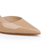 Nude Metallic Leather Hollow Inside Pump - Close-up View