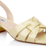 Raffia Patent Leather Middle Heel Sandal - Side View