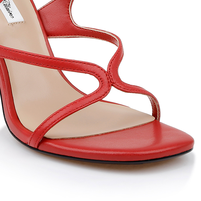 Red Kid Leatherl Sandal - Close-up View