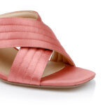 Rose Pink Satin Heel Sandal - Close-up View