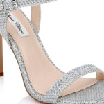 Silver Glitter High Heel Sandal - Close-up View