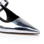 Silver Specchio Synthetic Sandal - Close-up View