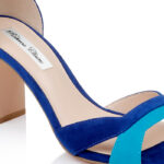 Sodalite Blue & Caribbean Sea Kid Suede Block Heel Sandal - Close-up View