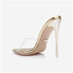 Transparent TPU & Gold PU Electronic Stiletto Heel Sandal - Angle View